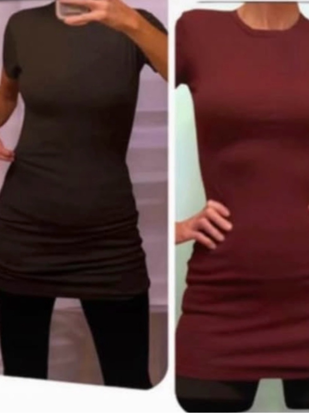 Amazon Women’s Short Sleeve Bodycon Mini Dress Dark Grey and Maroon